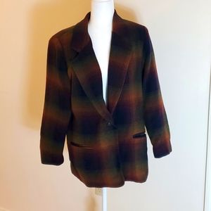 Requirements size 12 petite maroon plaid wool  blazer